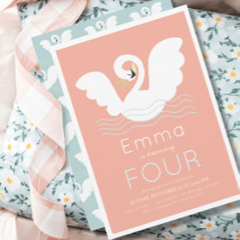 Convites Swan Princess Pink Modern Birthday