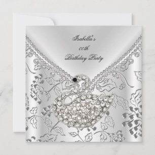 Convites Swan Silver Damask White Elegday