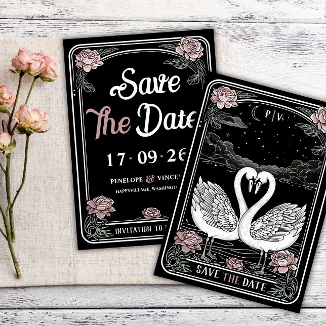 Convites Swan Song Wedding Save the Date (Criador carregado)