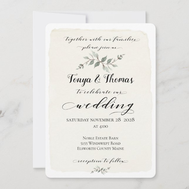 Convites Swash Font Escrevendo Calliografia Casamento Russo (Frente)