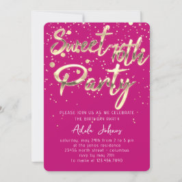 Convites Sweet 16º Instant Download Pink Dourado Confetti