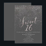 Convites SWEET 16 16 Cinzas de Prata Moderna Confetti<br><div class="desc">DOCE 16 Doze Cinzas de Prata Moderna Confetti Convites.</div>