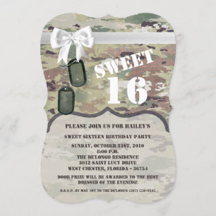 Convites Sweet 16 Birthday Conite Exército OCP Camo Uniform