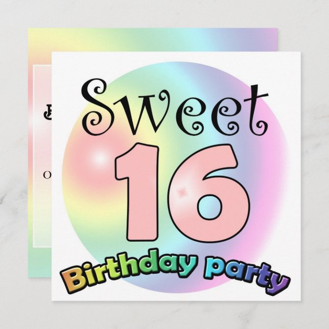 Convites Sweet 16 birthday invitation Custom (Frente/Verso)