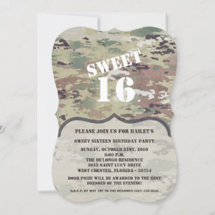 Convites Sweet 16 Birthday Invite Army OCP Camo Uniform Cam