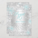 Convites Sweet 16 Birthday Teal Silver Winter Wonderland<br><div class="desc">Azul Teal Silver Sweet 16 Aniversário. Floco de neve bonito e design de tiara. Notem,  por favor,  que todas as imagens planas não têm joias reais!</div>