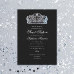 Convites Sweet 16 Black Princess Crown Milestone Aniversári<br><div class="desc">Personalize todo o texto como o título do evento. Personalize a cor do fundo; a imagem da coroa e a foto de volta são opcionais.</div>