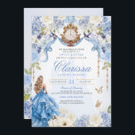 Convites Sweet 16 Blue Royal Princess (V2) Elegante<br><div class="desc">*~*~** Um sonho de conto de fadas tornou-se realidade. Seu dia especial merece um design de convite muito especial. Dei tanto tempo e me importo em projetar este convite e estou APAIXONADO. Espero que você também esteja! Este convite à Cinderela apresenta tantos toques de luxo perfeitos para a sua bola...</div>