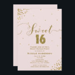 Convites SWEET 16 Canto de Confetti Rosa e Dourado<br><div class="desc">DOCE 16 Convites De Canto De Confetti Rosa E Dourado.</div>
