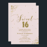 Convites SWEET 16 Canto de Confetti Rosa e Dourado<br><div class="desc">DOCE 16 Convites De Canto De Confetti Rosa E Dourado.</div>