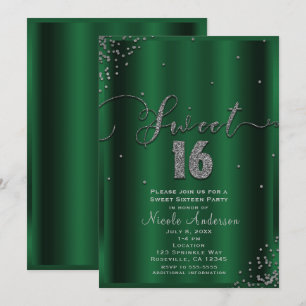 Convites SWEET 16 Dezesseis Cantos de Confete Esmeralda e P