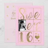 SWEET 16 DEZESSEIS Corações Dourados e Rosa Foto