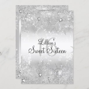 Convites Sweet 16 Diamond Snowflake Winter Wonderland