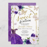 Convites Sweet 16 Floral Purple Dress Butterfly<br><div class="desc">Adorável, floral de ouro roxo, doces dezesseis convites de festas de aniversários. Fácil de personalizar com seus detalhes. Entre em contato comigo via chat se tiver perguntas sobre o trabalho de arte ou precisar de personalização. Verifique se há mais itens na coleção. NOTA: para obter assistência sobre pedidos, envio, informações...</div>