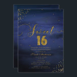 Convites SWEET 16 Glam Modern Watercolor Blue & Dourado Par<br><div class="desc">SWEET 16 Glam Modern Watercolor Azul e Convites de festas Dourados.</div>