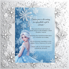 Convites Sweet 16 Icy Blue Silver Winter Personalized Photo