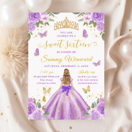 Convites Sweet 16 Light Purple Princess Blonde Girl