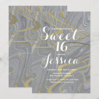 Sweet 16 | Mármore Quinze Líquido Cinza Falso Dour