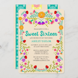 Convites Sweet 16 Mexicano Fiesta Papel Picado Champagne