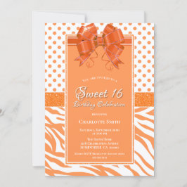 Convites Sweet 16 Orange and White Party (Partido Laranja e