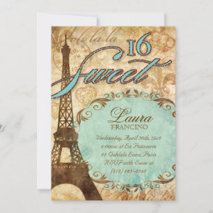 Convites Sweet 16 Paris Conite Torre Eiffel Torre Vintage B