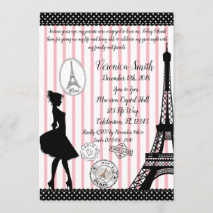 Convites Sweet 16 Paris Passport Pink & Black
