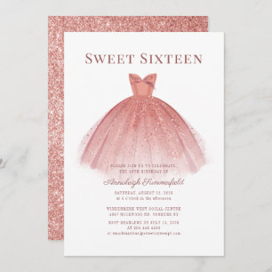 Convites Sweet 16 Rosa Dourado Script Modern