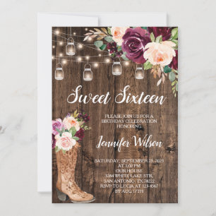 Convites Sweet 16 Rustic Boho Floral Lights Invitati