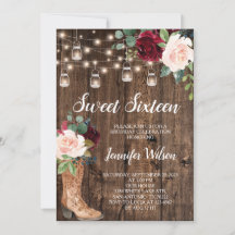 Sweet 16 Rustic Boho Floral Lights Invitati