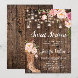 Convites Sweet 16 Rustic Boho Floral String Lights