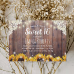 Convites Sweet 16 Rustic Sunflower & String Lights<br><div class="desc">Girassóis Russos e Luzes De Cordas Doce 16 Convites.</div>