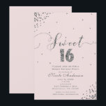 Convites SWEET 16 Sessenta Canto de Confetti de Prata Rosa<br><div class="desc">DOCE 16 16 Convites em Canto de Prata Rosa Espelhada Confetti.</div>