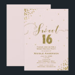 Convites SWEET 16 Sessenta Canto de Confetti Rosa e Dourado<br><div class="desc">DOCE 16 16 Convites Dourados de Canto de Confetti,  Rosa e Rosa.</div>