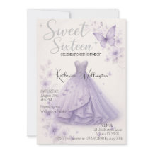 Sweet 16 Sixteen Purple Lilac Floral Butterflies I