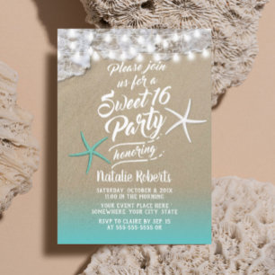 Convites Sweet 16 Tropical Summer Beach Starfish