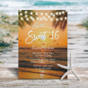 Convites Sweet 16 Tropical Sunset Palm Beach