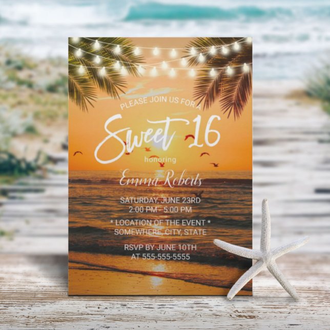 Convites Sweet 16 Tropical Sunset Palm Beach (Criador carregado)