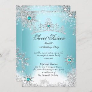 Convites Sweet 16 Winter Wonderland Silver Blue