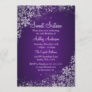Convites Sweet 16 Winter Wonderland Sparkle Snowflakes