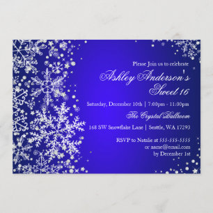 Convites Sweet 16 Winter Wonderland Sparkle Snowflakes