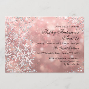 Convites Sweet 16 Winter Wonderland Sparkle Snowflakes