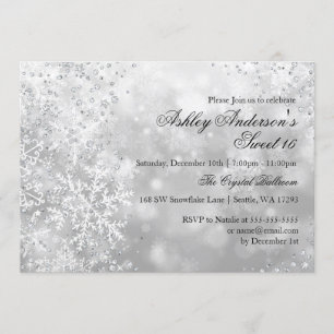 Convites Sweet 16 Winter Wonderland Sparkle Snowflakes
