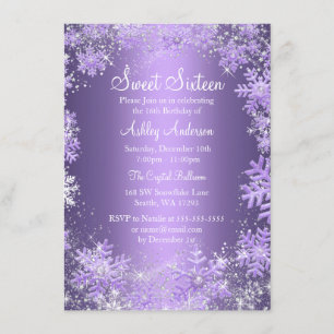 Convites Sweet 16 Winter Wonderland Sparkle Snowflakes