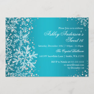 Convites Sweet 16 Winter Wonderland Sparkle Snowflakes