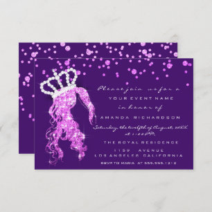 Convites Sweet 16th Crown Princess Confetti Purple Gir Rosa
