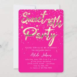 Convites Sweet 16th Instant Download Dourado Confetti Rosa