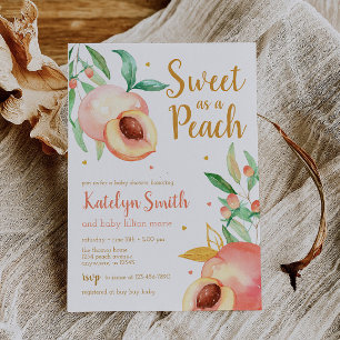 Convites Sweet as a Peach Greenery Baby Shower