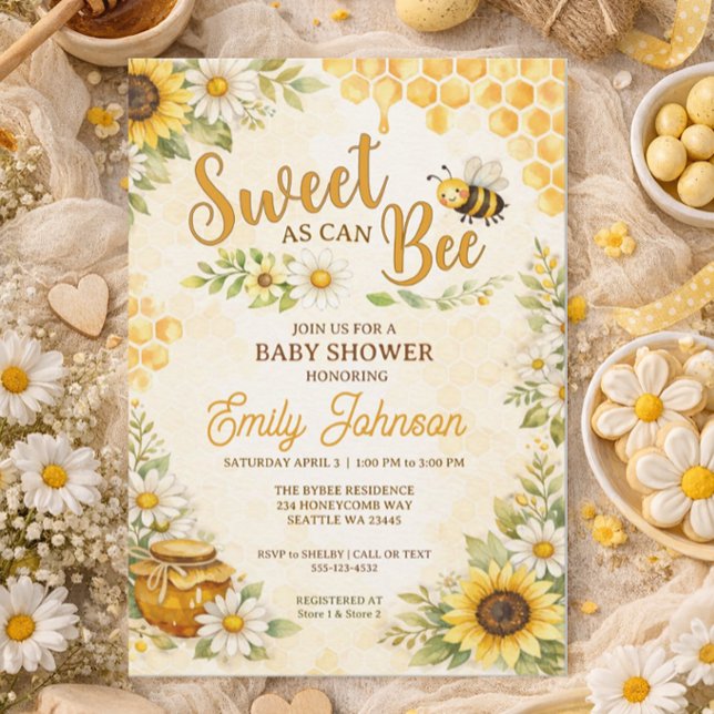 Convites Sweet as can Bee Baby Shower (Criador carregado)