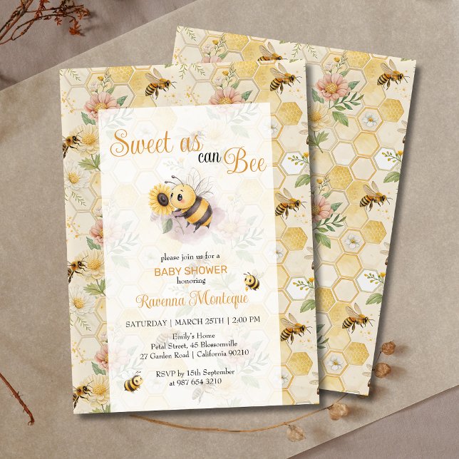 Convites Sweet as can Bee Honeycomb Bee Custom Baby Shower (Criador carregado)