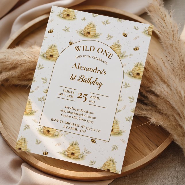 Convites Sweet As Can Bee Wild One Birthday (Criador carregado)